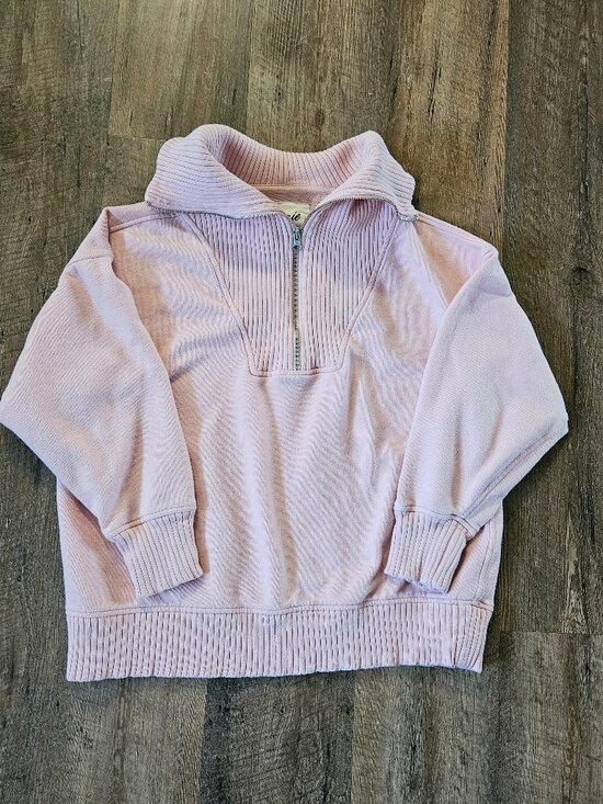 aerie Tops - Aerie Pink Quarter Zip Pullover Sweatshirt Ribbed Collar Size S/P
